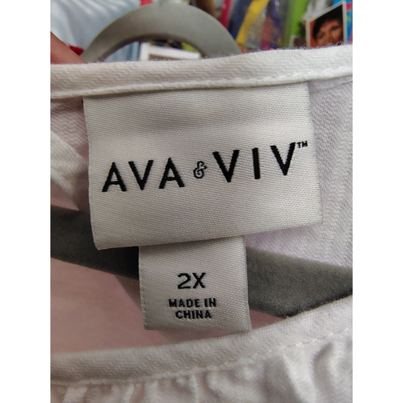 Ava & Viv 2X Maxi Dress Boho Tiered Colorblock Pockets Cotton Summer - Picture 10 of 11